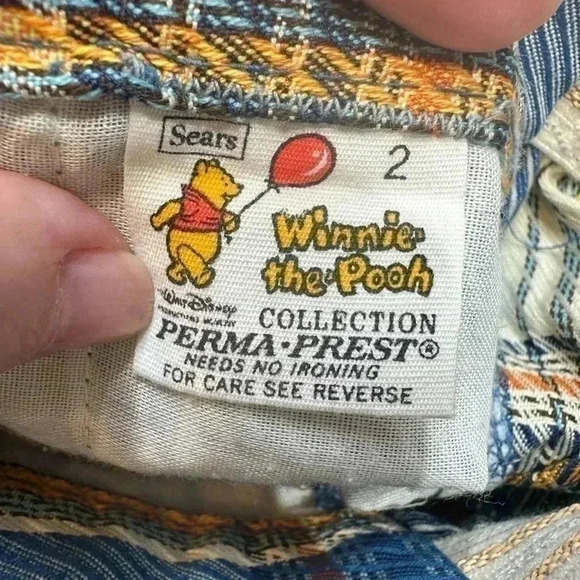 1970’s Walt Disney Winnie the Pooh Blue Classic Plaid Pant Toddler Size 2 - Picture 3 of 4
